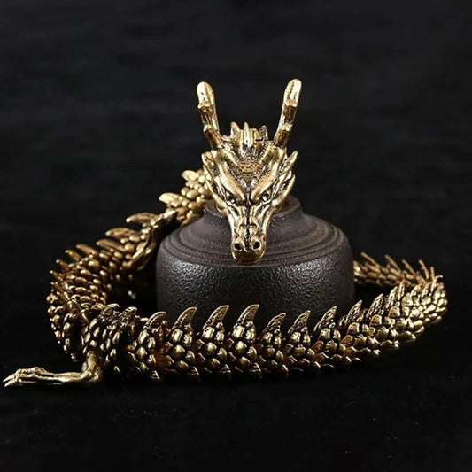 3D Dragon Statue Ornament Moveable Body Joints Exhibition Hall Advanced Decoration Zodiac Animal Brass Crafts Collection