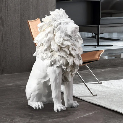 Golden Lion Statue Floor Home Decor Art Big Resin Sculpture New Year 2024  Indoor Large Luxury Ornament Sculpture Modern