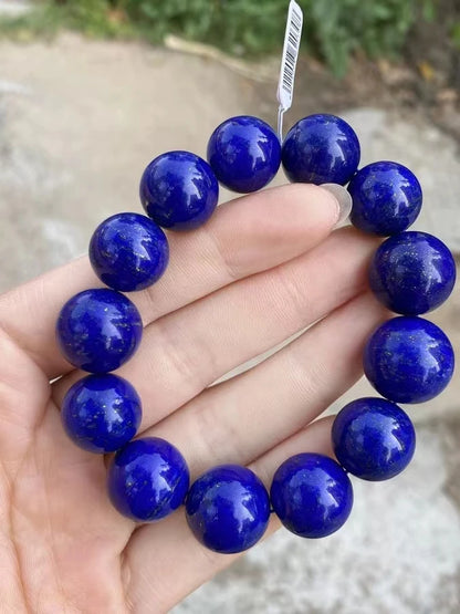 Natural Blue Lapis Lazuli Stone Beads Bracelet 16-18mm Women Men Stretch Round Crystal Bracelet Fashion Jewelry AAAAAA
