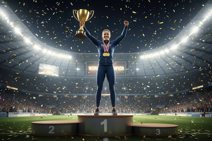 best athlete in the world wins the medals and trophy