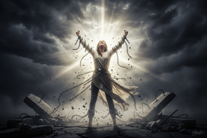 breaking free from strong holds and chain holding down a person